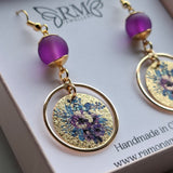 Purple flower earrings