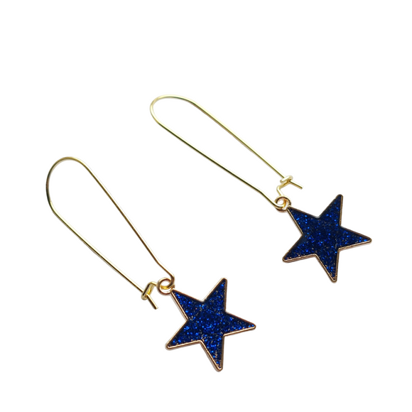 Blue star earrings