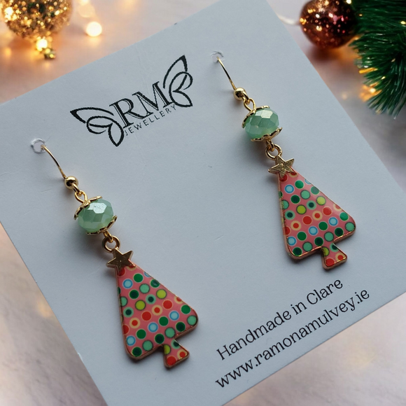 Retro Christmas Tree Earrings