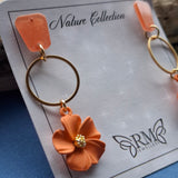 Orange flower earrings