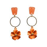 Orange flower earrings