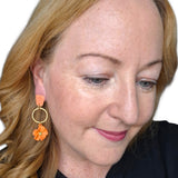 Orange flower earrings