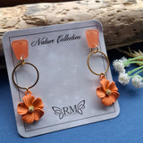 Orange flower earrings