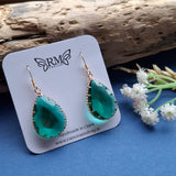 Green tear drop earrings