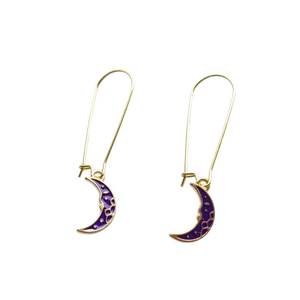 Purple moon earrings